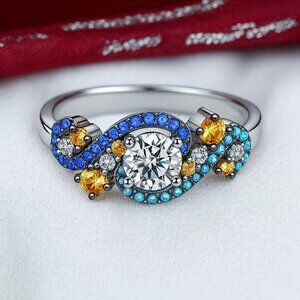 🆕️Sparkling Moissanite Diamond Ring - 0.5 CT S925 Silver with Colorful Accents